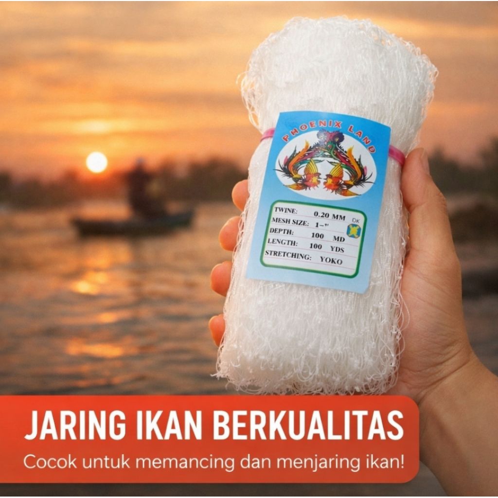Jaring Ikan Senar 0.20 Panjang 100 m / 100 Yards – Yoko | Pukat Ikan (Ukuran Bisa Dipilih)