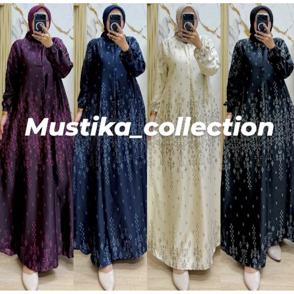 Ixia Dress |Gamis Motif Terbaru Bahan Silk Premium Jumbo Ready Lebaran Busui Friendly XXXL 5L
