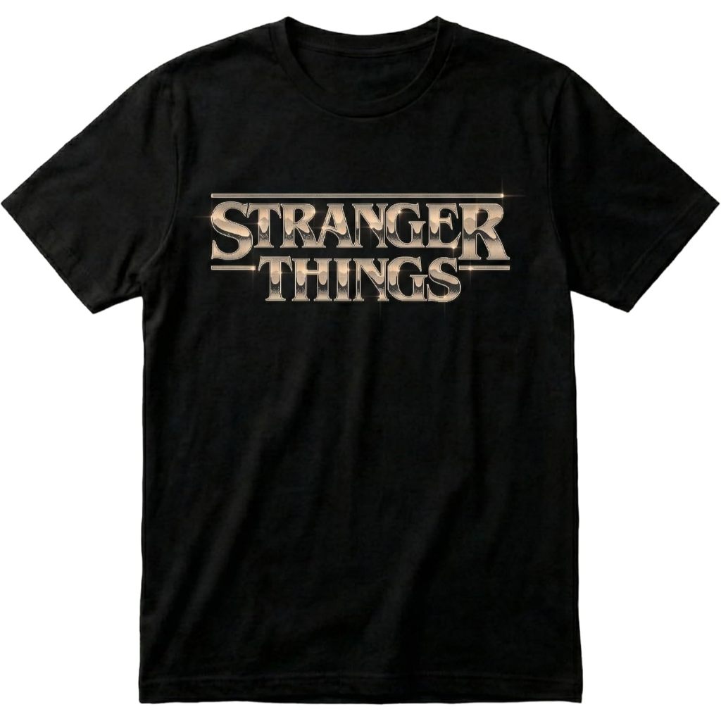Baju kaos Stranger Things Classic Logo Shimmering Hawkins Eleven Adult T-Shirt