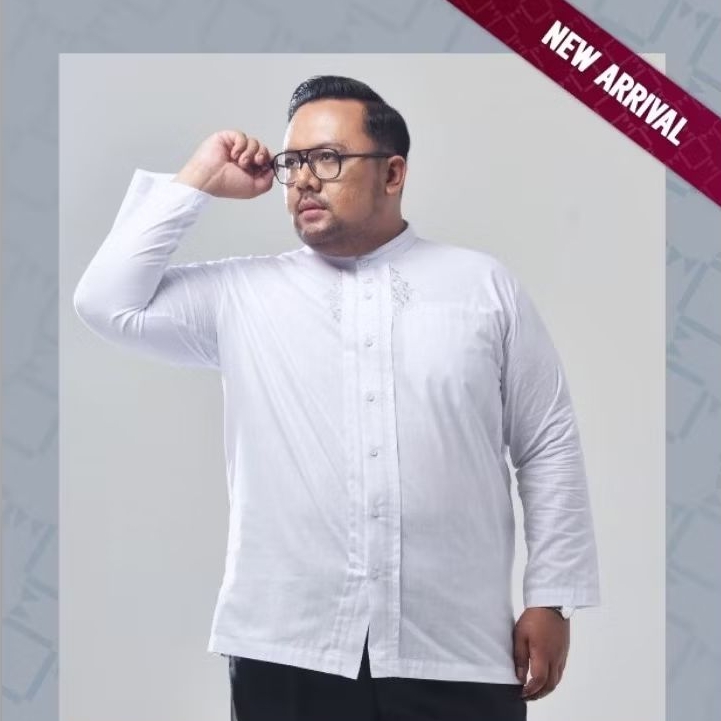Baju Koko Kemko Santri Remaja Dewasa Putih Jumbo Big Size  3XL-7XL Rabbani Original. Baju Koko Lebar