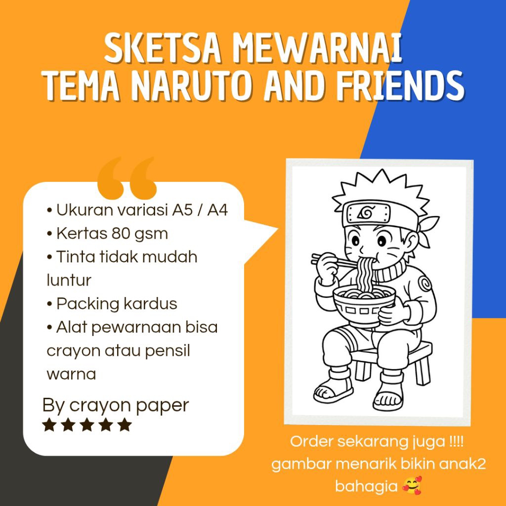Gambar Sketsa Mewarnai Tema Naruto And Friend - Sketsa - Isi 50 Lembar - Lembaran Mewarna - Buku Mew