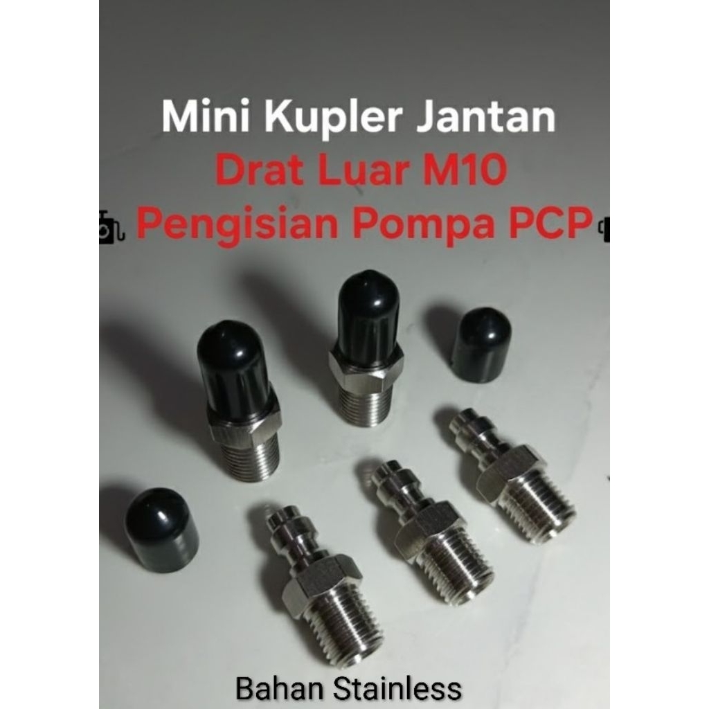 Mini Kupler Jantan Drat Luar M10 l .Mini Kupler Pengisian Pompa PCP, Sparepart Pompa PCP