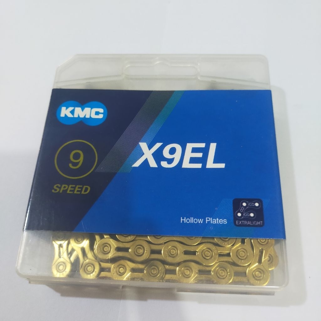 chain KMC X9EL gold hollow plates  rantai kmc 9 speed warna gold