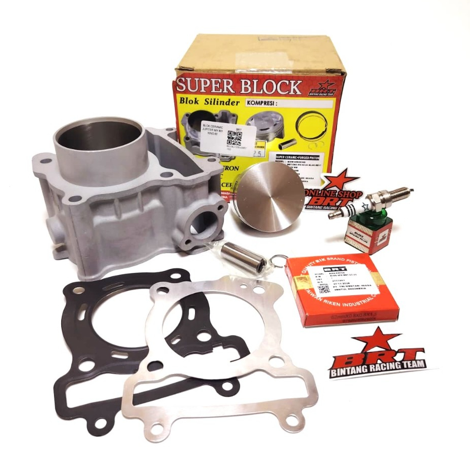 PAKET BLOK CERAMIC + PISTON FORGED 62 65 MM + BUSI BRT JUPITER MX KING VIXION OLD NVL NVA R15 V1 V2 