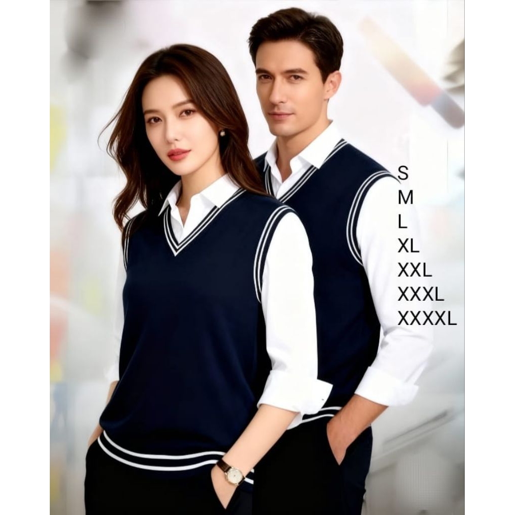 ROMPI RAJUT LIST KOREA STYLE OUTER TERBARU VEST PREMIUM JUMBO