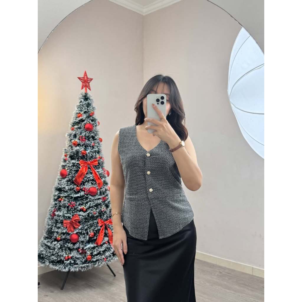 BICLOTHING - Vest Tweed Magi - Vest Wanita Fashion Tweed