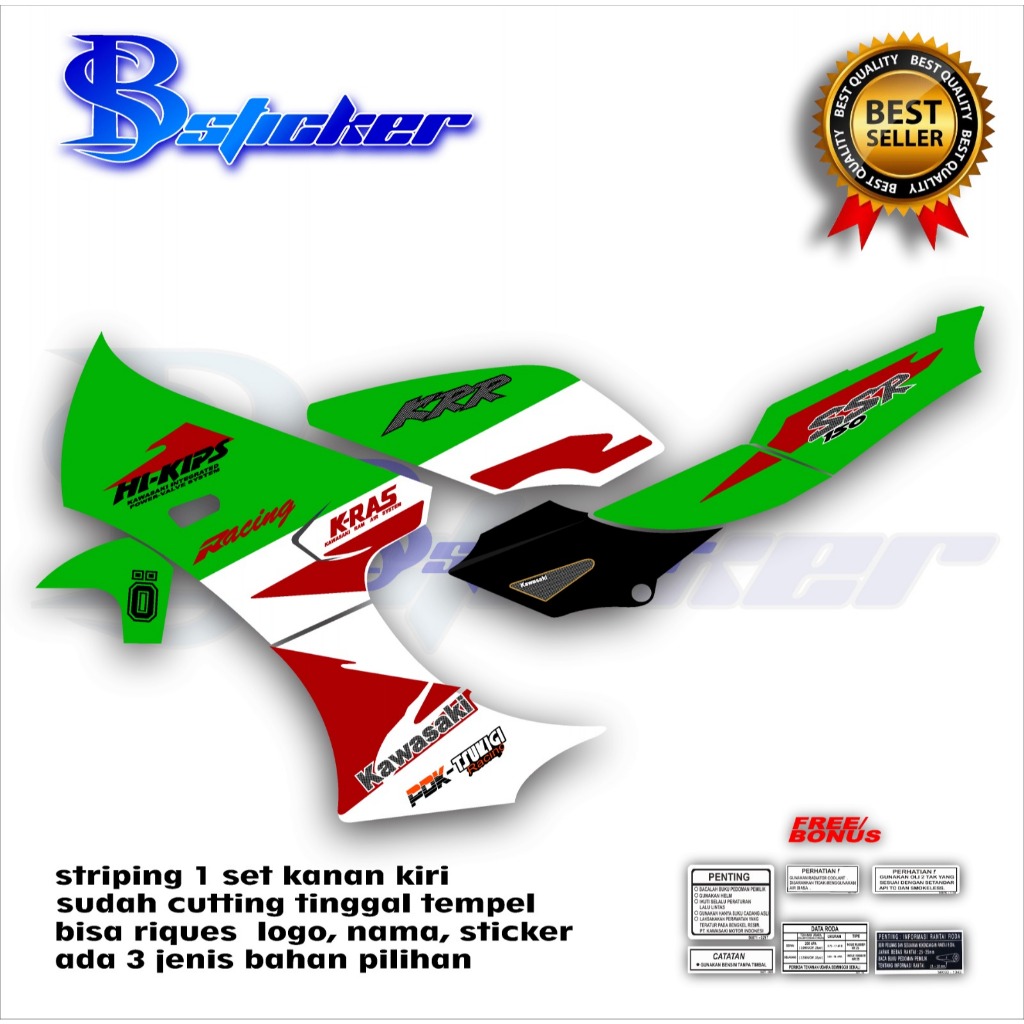 Sticker Striping Kawasaki Ninja KRR  SE / SSR transparan laminasi maxdecal / Striping Ninja SSR