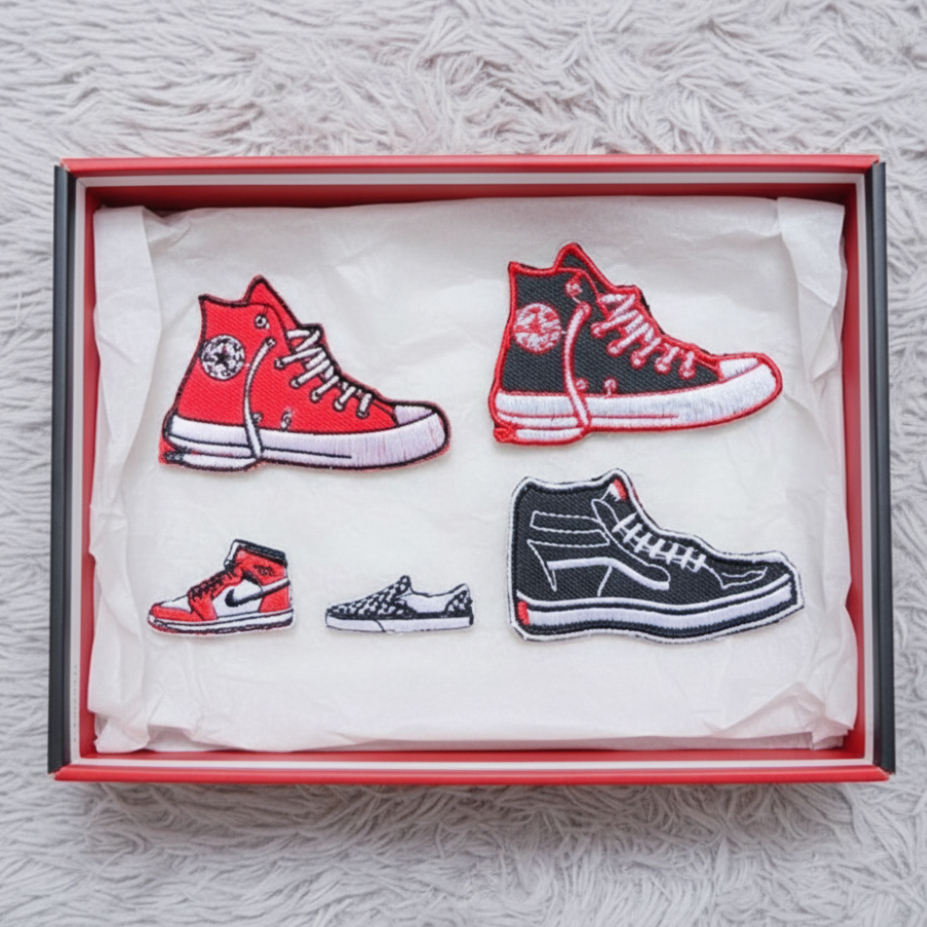 Patch Bordir Sepatu, sepatu jorda, sepatu convers, emblem bordir sepatu