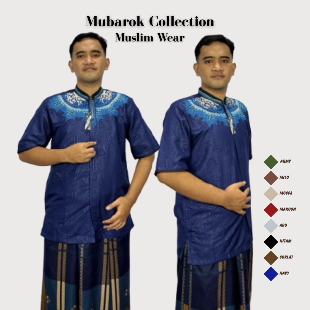 baju koko embos lengan pendek motip bordir terbaru baju koko taqwa Mubarok collection