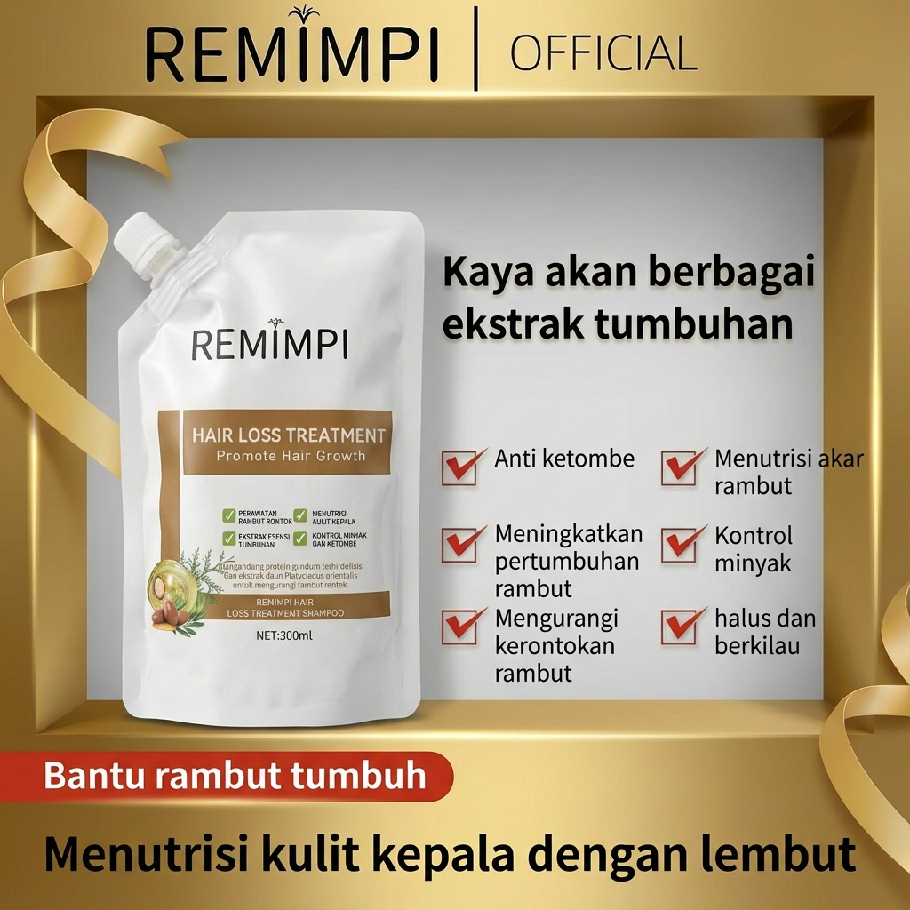 REMIMPI Anti Hair Fall Hair Treatment Shampoo Oil Control Anti-dandruff Anti Hair Loss Anti Rambut R