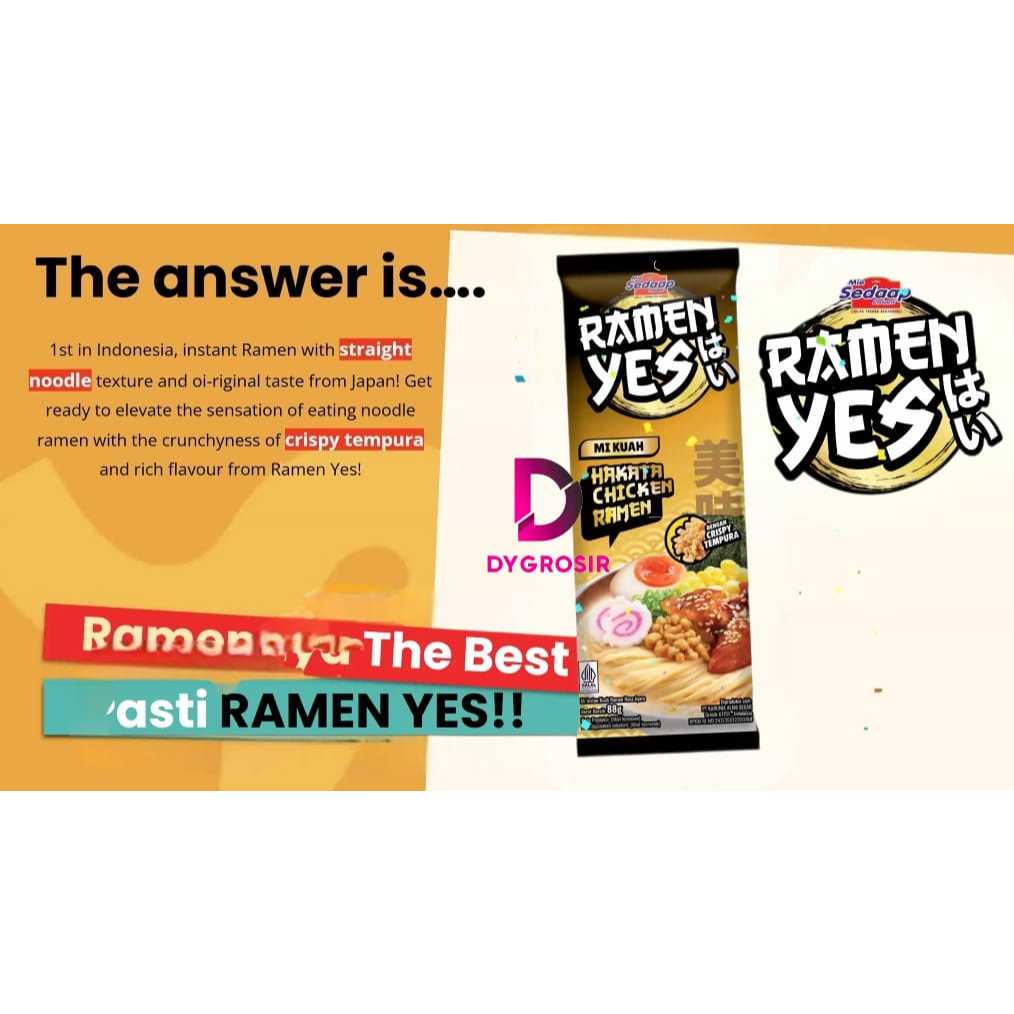 1 DUS (60 PACK) ~ DY ~ RAMEN YES MIE SEDAAP MIE KUAH HAKATA CHICKEN RAMEN