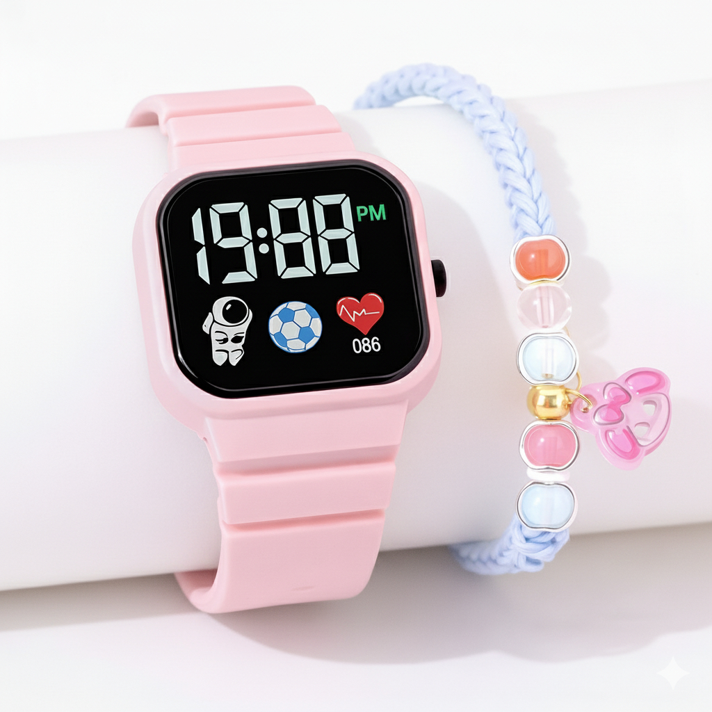 Jam Tangan Anak Anak Perempuan Astronot Lucu LED Anti Air Fashion Korea Style Cewek 5 - 12 Tahun