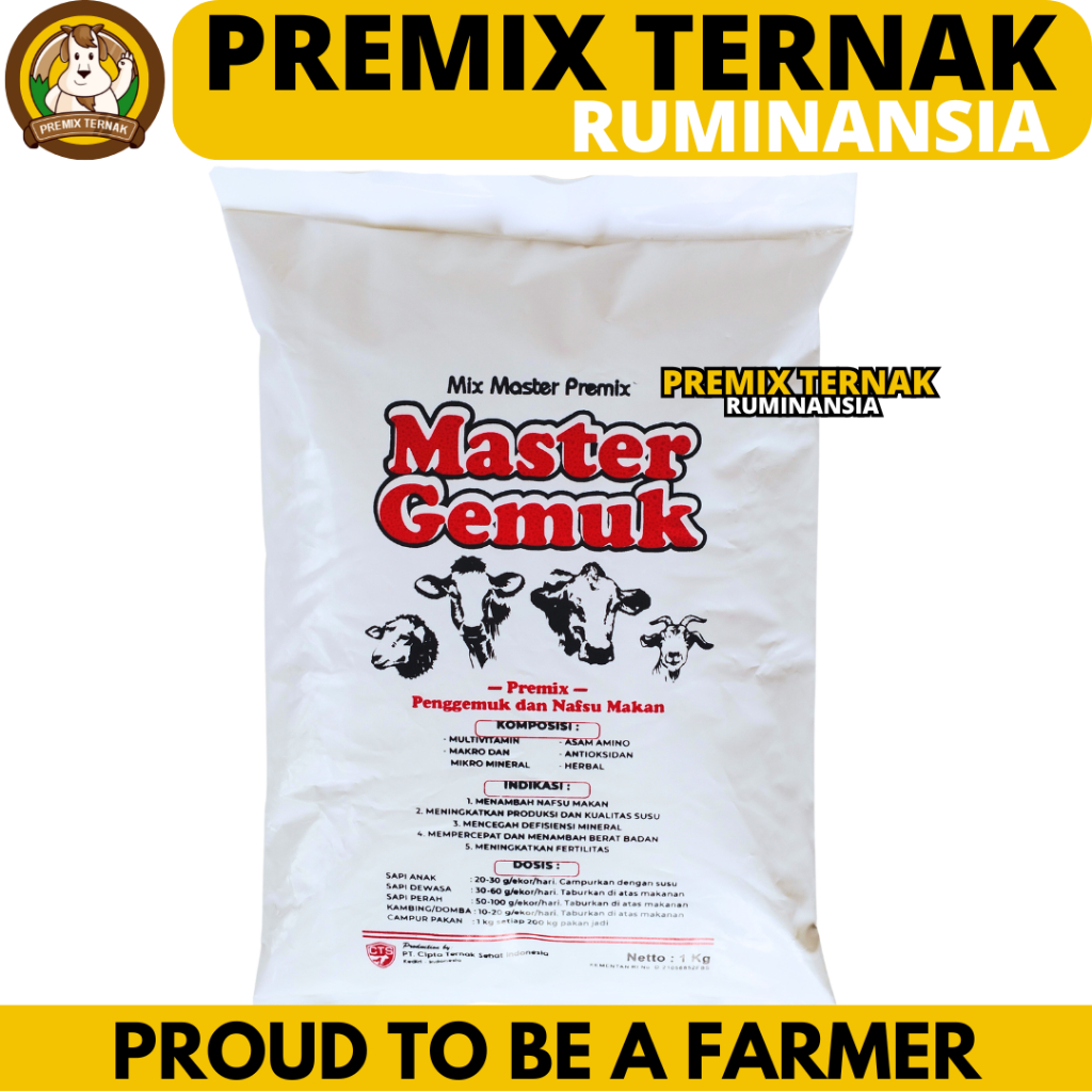 PREMIX MASTER GEMUK 1 KG - Premix Mineral Vitamin Nafsu Makan Sapi Kambing Domba Ekonomis