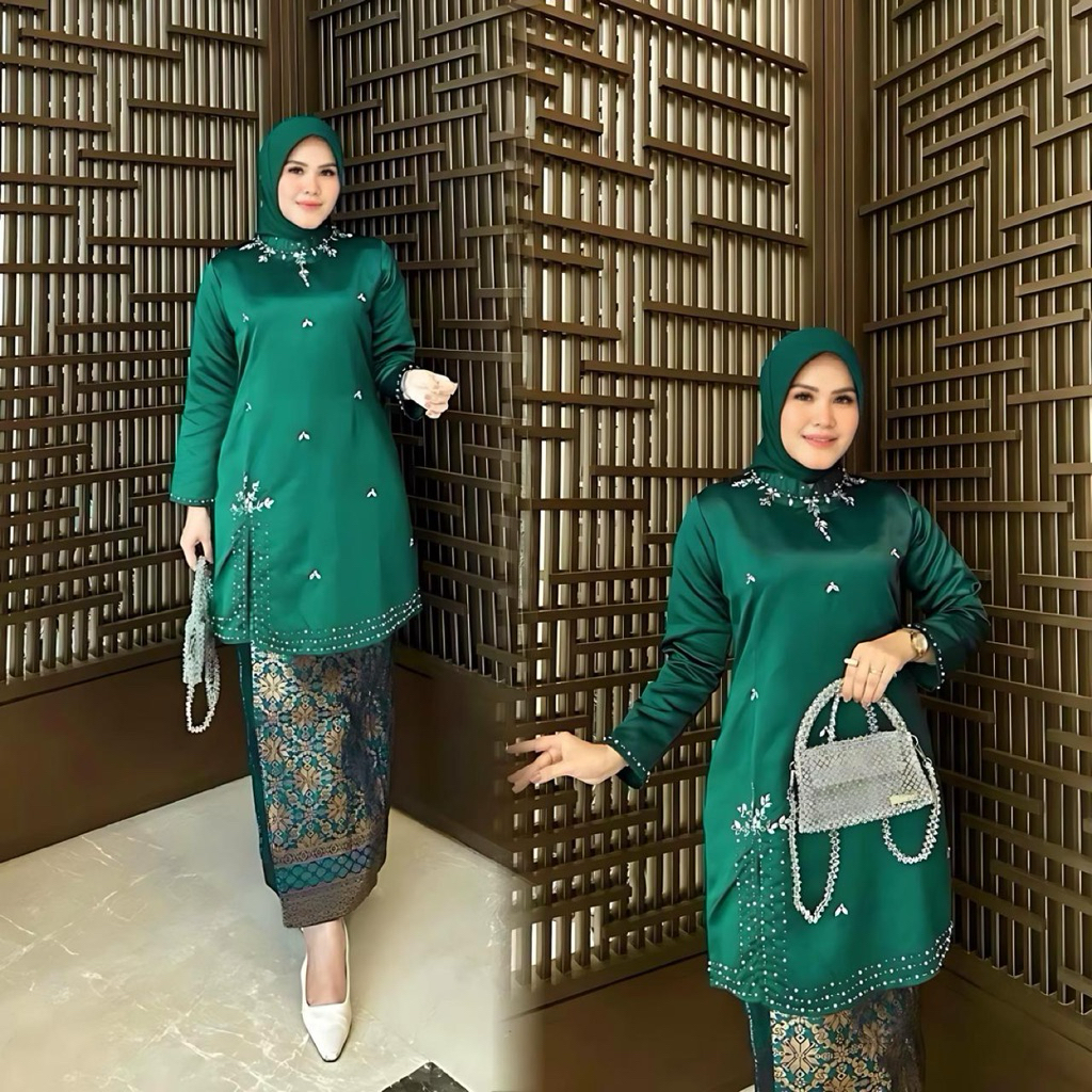 Set Kebaya Melayu Payet Manual / Tunik Padang Set Songket / Kebaya Pesta / Kebaya Ibu Besan / Tunik 