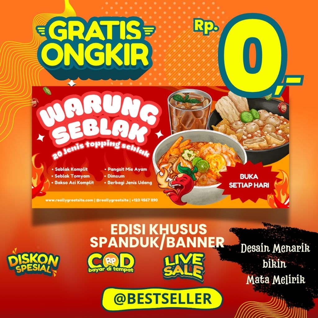 BANNER SPANDUK SEBLAK bisa custom