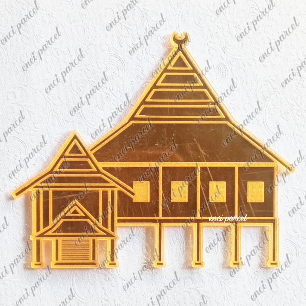 rumah adat suku bugis model B sulawesi selatan sulsel dekorasi logo miniatur replika makassar saoraj