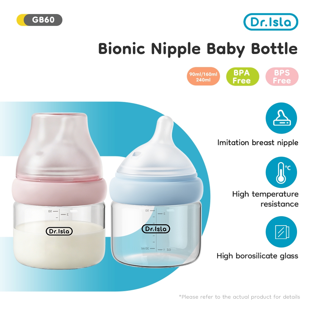 Dr.isla Dot Bayi Botol Susu Glass Puting Miring Botol Minum Diameter lebar 60mm GB60