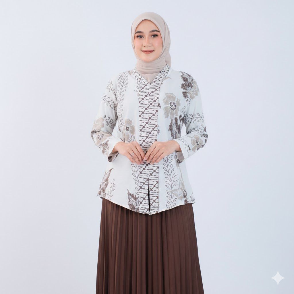 baju atasan batik wanita islami bahan katun