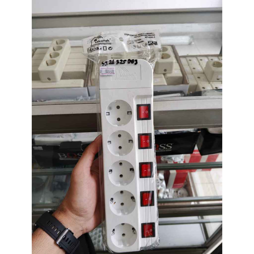 Mikotek Stop Kontak 5 Lubang Saklar Individual MT-8345-5
