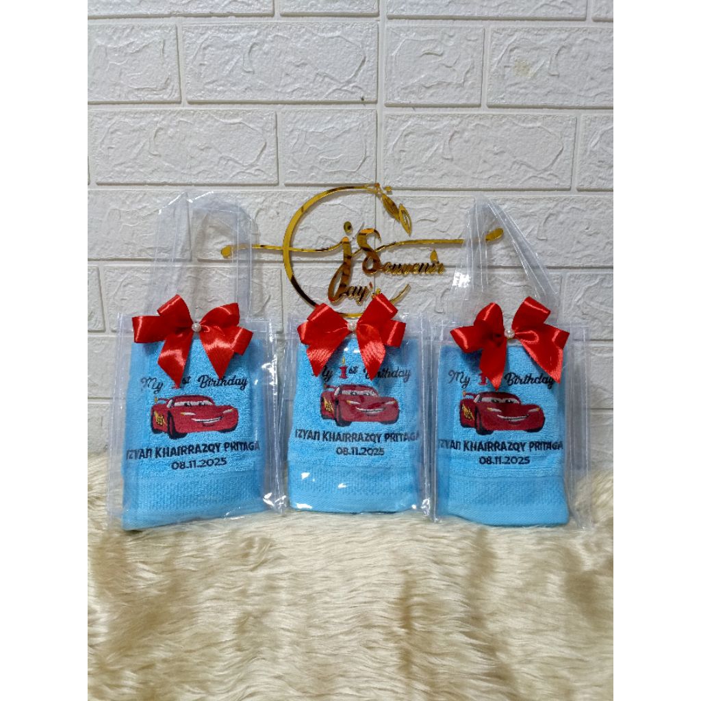 Souvenir Handuk Bordir Custom Packing satuan tas mika - Handuk mandi anak - Handuk travel - 50x100 -