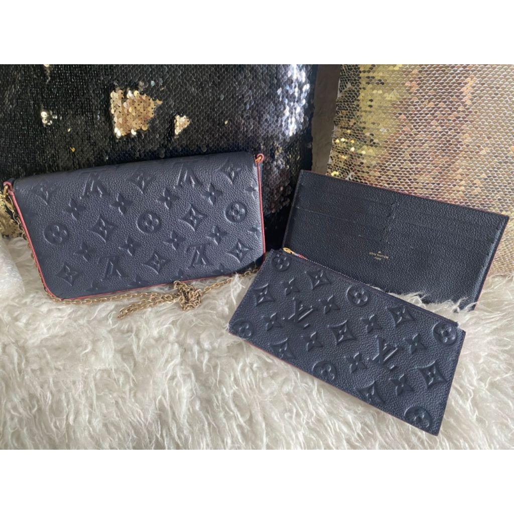 LV Felicie Pochette Blue Monogram Empreinte Leather Bag