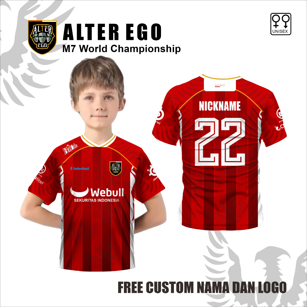 Kaos anak jersey ersport alter ego season 16 baju sport Mobile Legend free custom