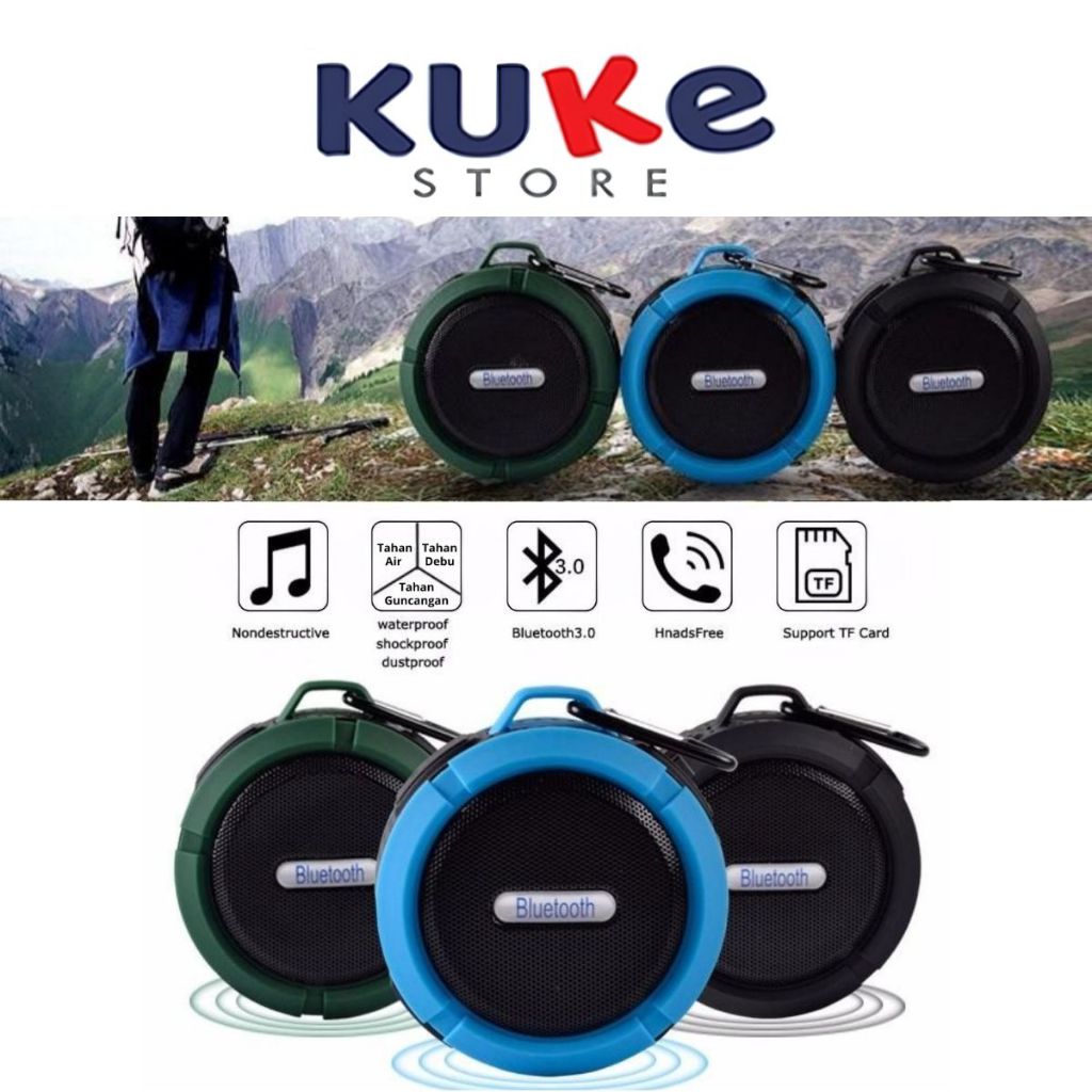 KUKE Speaker Bluetooth C6 Waterproof / Speaker Aktif Mini Wireless Portable Outdoor Sound Extra Bass