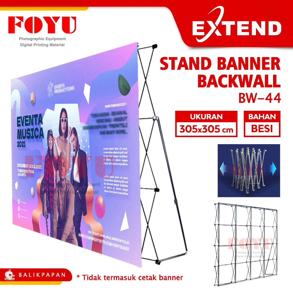 Extend Stand Display Banner Poster Event Jumbo Backwall Backdrop Indoor Spanduk Baliho Outdoor Porta