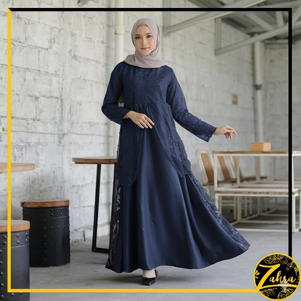 TERBARU - (READY) GAMIS BATIK ZAHRA ANINDYA BAJU KONDANGAN COUPLE WANITA | GAMIS BROKAT MIX SATIN VE