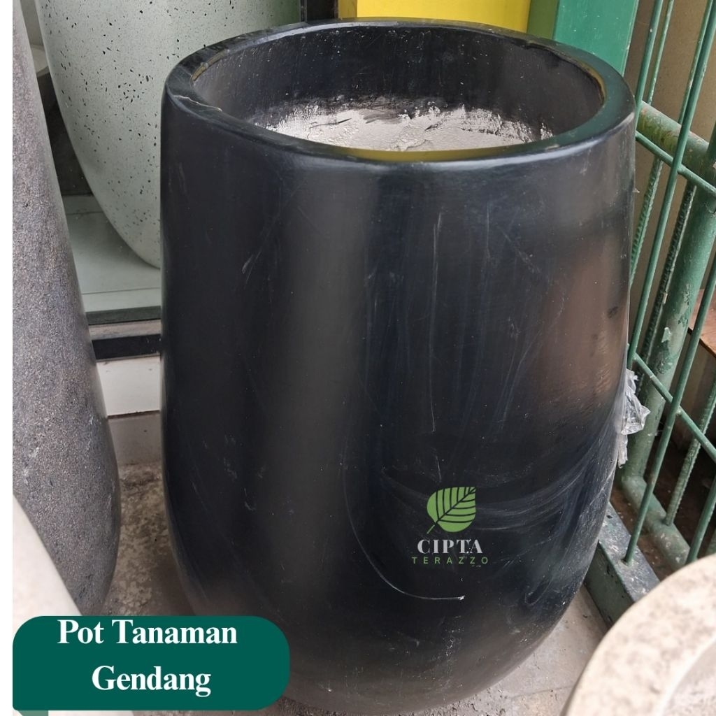 Pot Tanaman Gendang Hitam | Pot Tanaman Terrazo | teraso