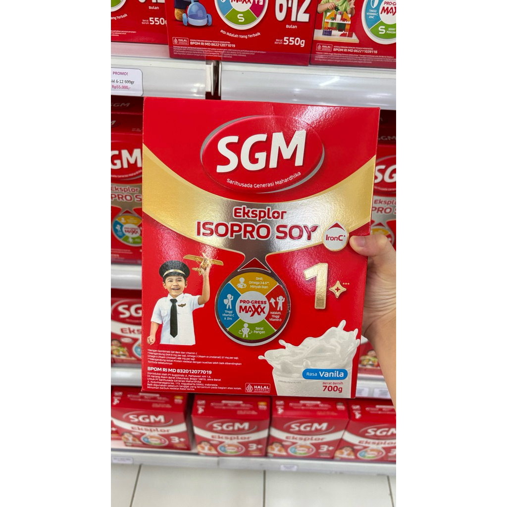 SGM Eksplor ISOPRO SOY 1+ 700g - Susu Pertumbuhan Soya untuk Anak Alergi Susu Sapi 1 KARTON