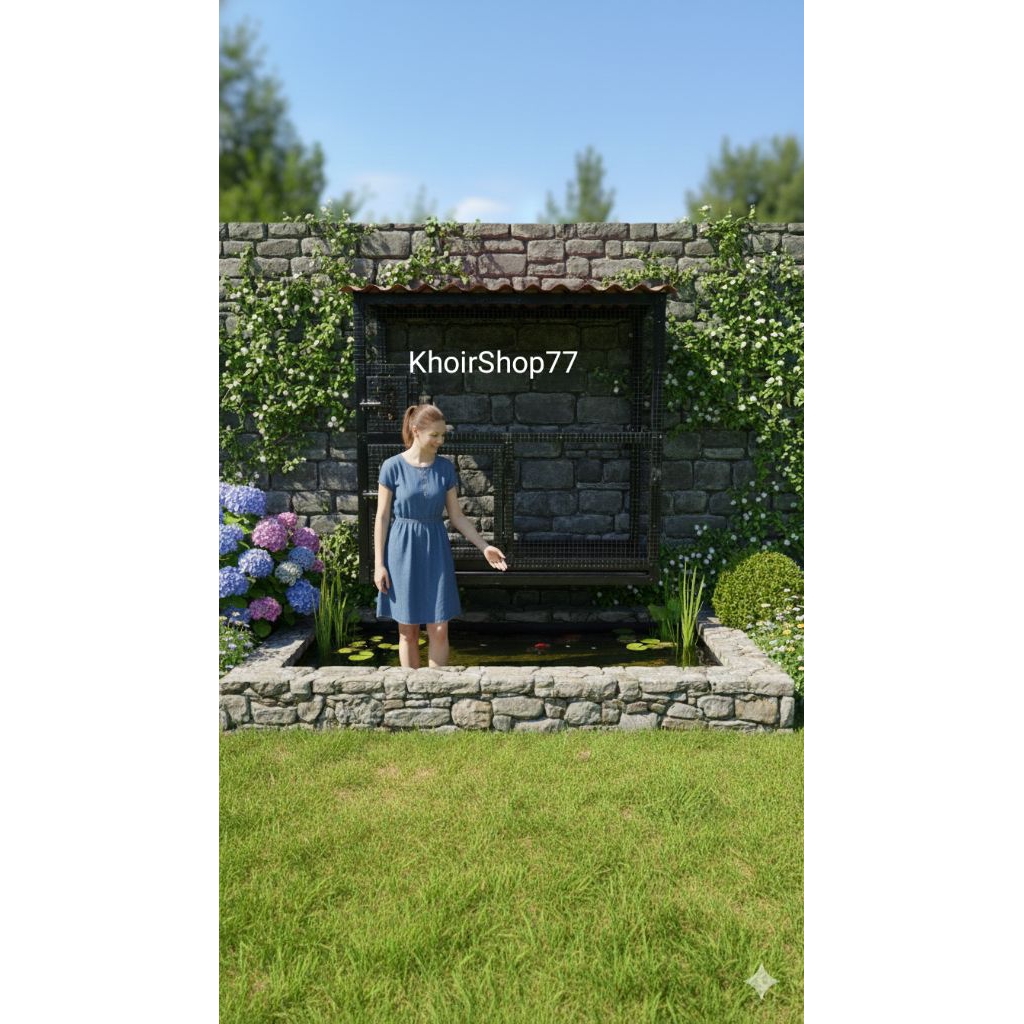 Kandang Burung Ayam Hias Tempel Dinding Baja Ringan 100x50x100 Atap Ecogreen