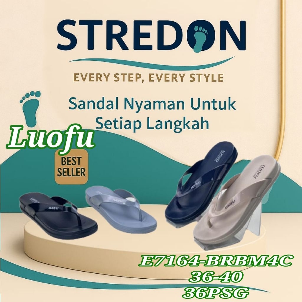 Sandal Wanita LUOFU Original E7164 | Sandal Jepit Empuk & Elegan | Anti Licin | STREDON
