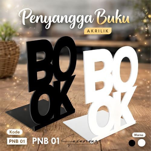 Penyangga Buku Akrilik Minimalis | Penahan Buku Bookend Acrylic | Dekorasi Meja & Rak Buku