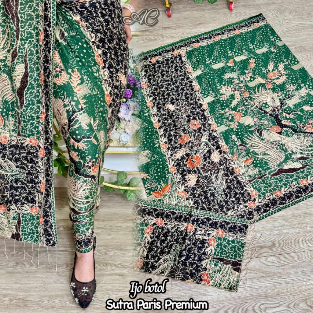kain bali kamen sutra batik korpri set selendang