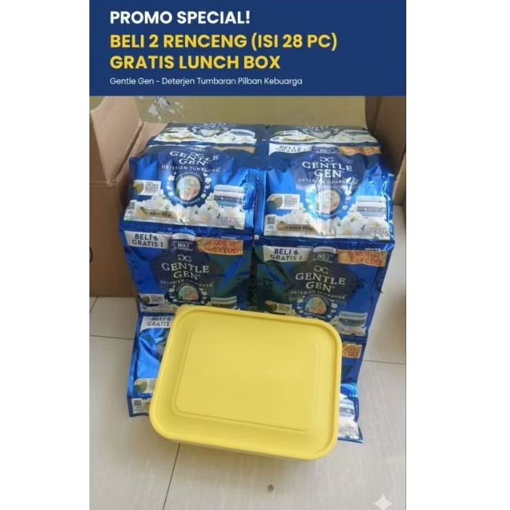 Gentle Gen detergen tumbuhan beli 2 renceng (28 PC x 80 ml) gratis lunch box cantik
