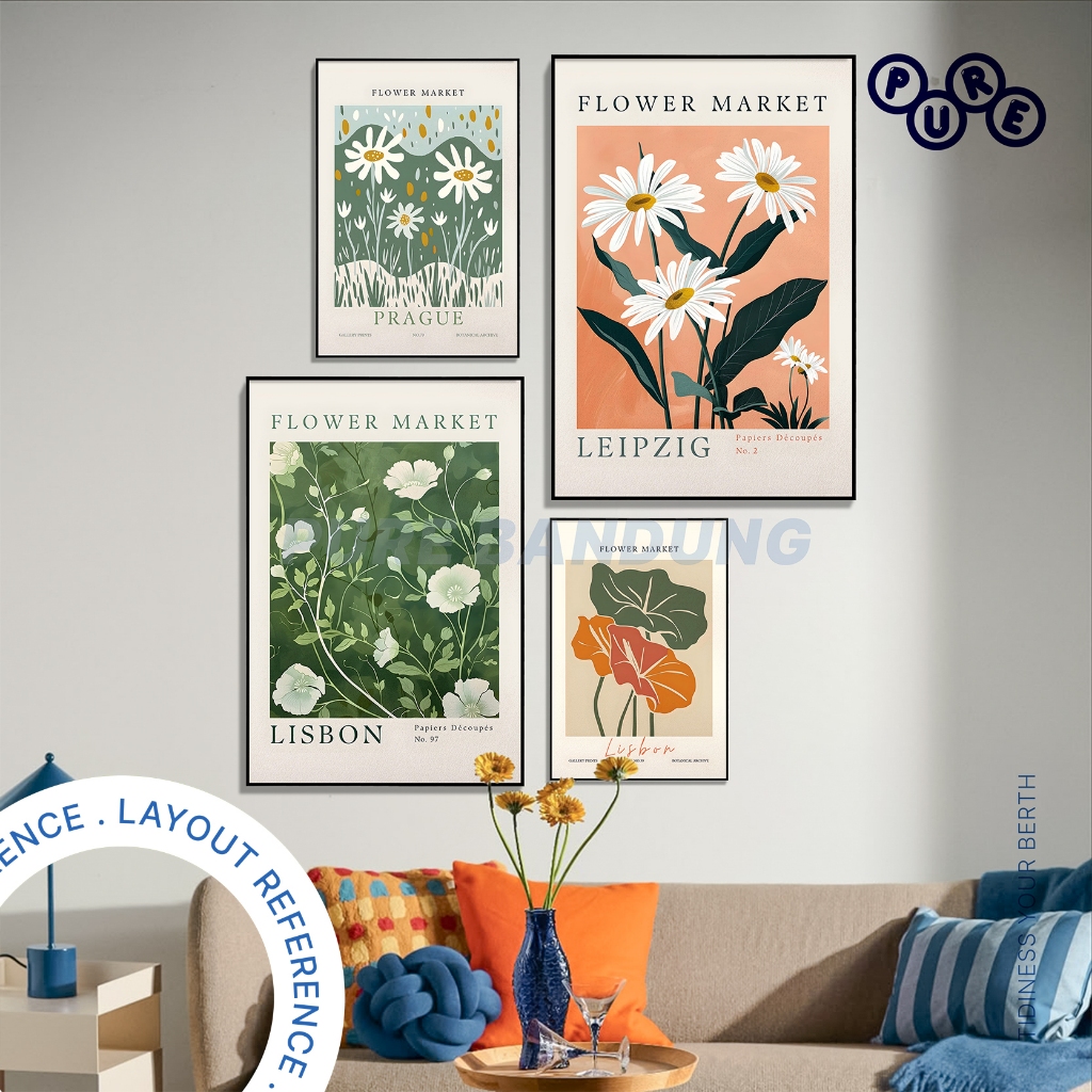 PURE BANDUNG – Poster Flower Market Prague Leipzig Lisbon Series | Wall Art Botanical Vintage Scandi
