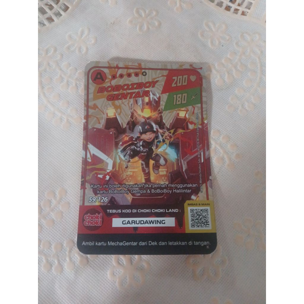 KARTU BOBOIBOY GALAXY MONSTA CHOKI CHOKI