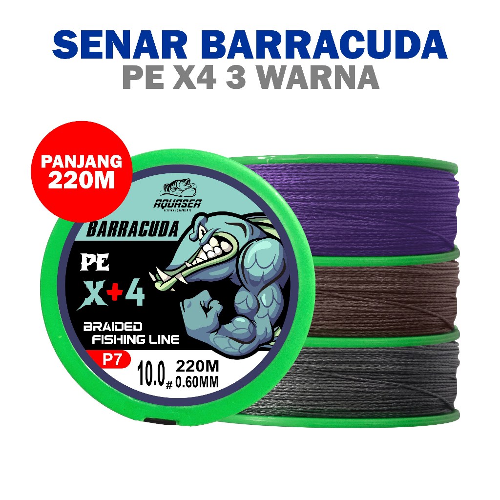 URBAN FISHING Senar Pancing BARRACUDA PE X+4 220M Braided Pancing  Anti Keriting Braided Benang PE