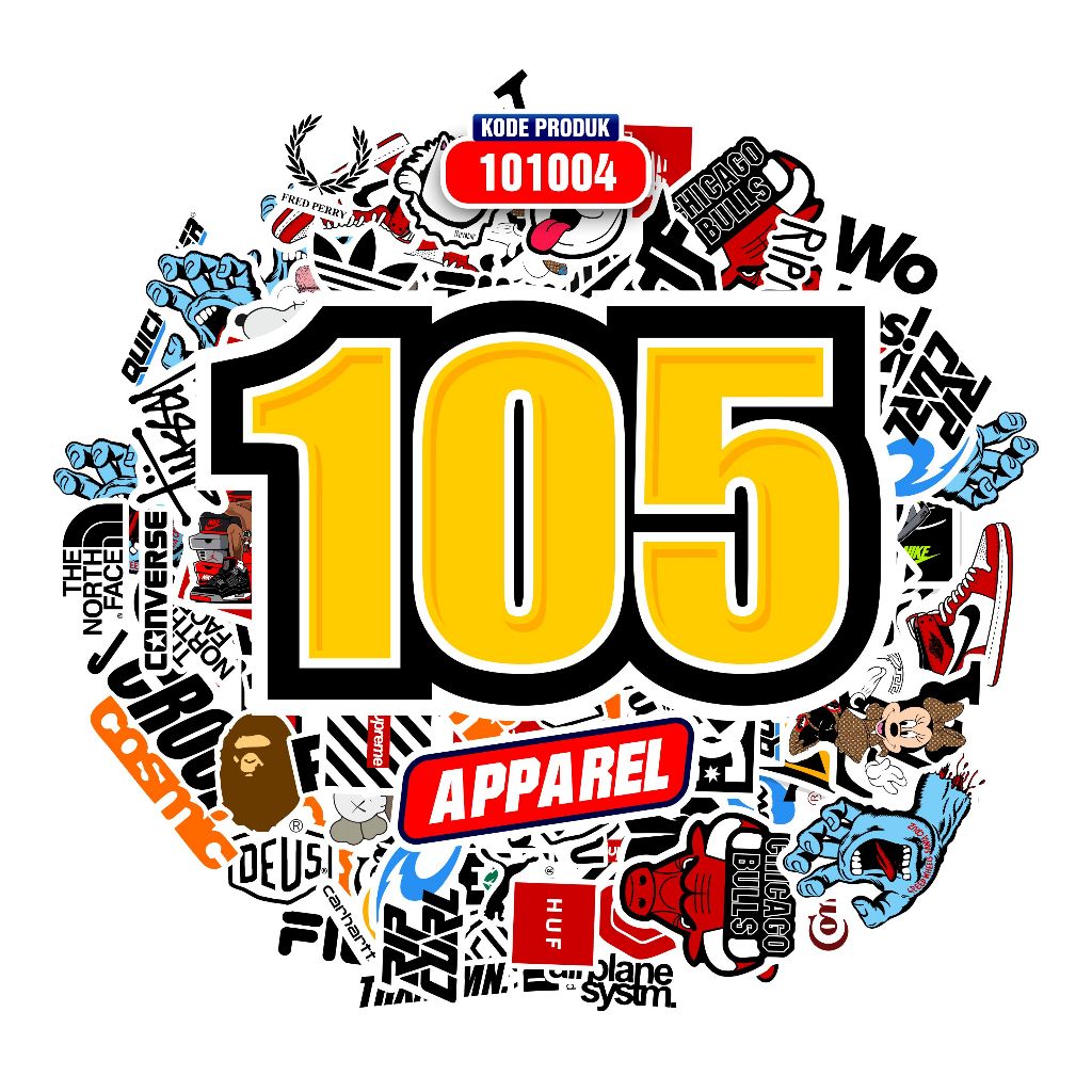 STIKER CASE ISI 108 50 PCS STICKER BRAND DISTRO RANDOM APPAREL BAND ANTI AIR,HELM,TUMBLER 101001