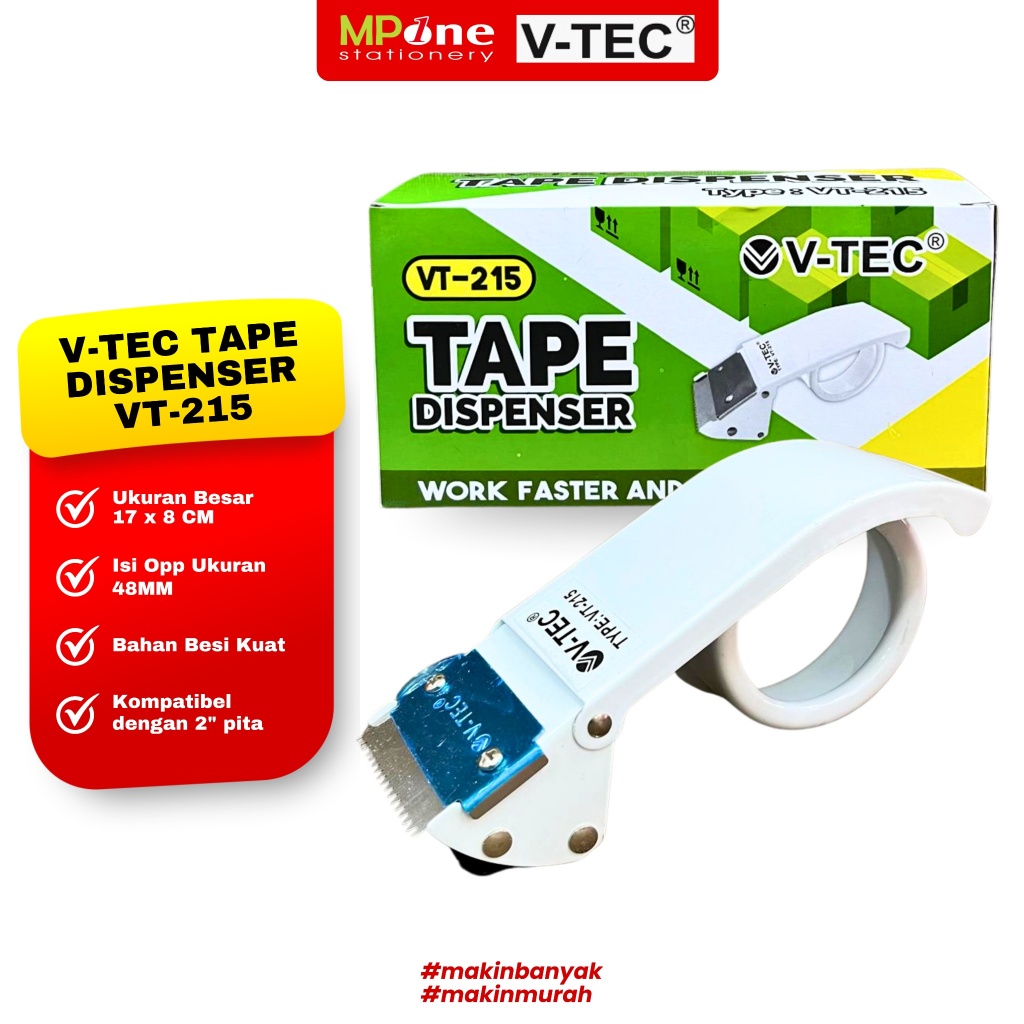 V-TEC Tape Dispanser Besi VT-215 / Tape Cutter Dispenser Pemotong Lakban Besi / Tempat Isolasi Besar