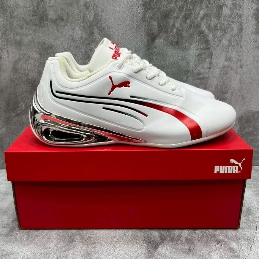 Sepatu Sneakers Future Ferrari Kasual White Red Pria Men Sepatu Santai Motorsport