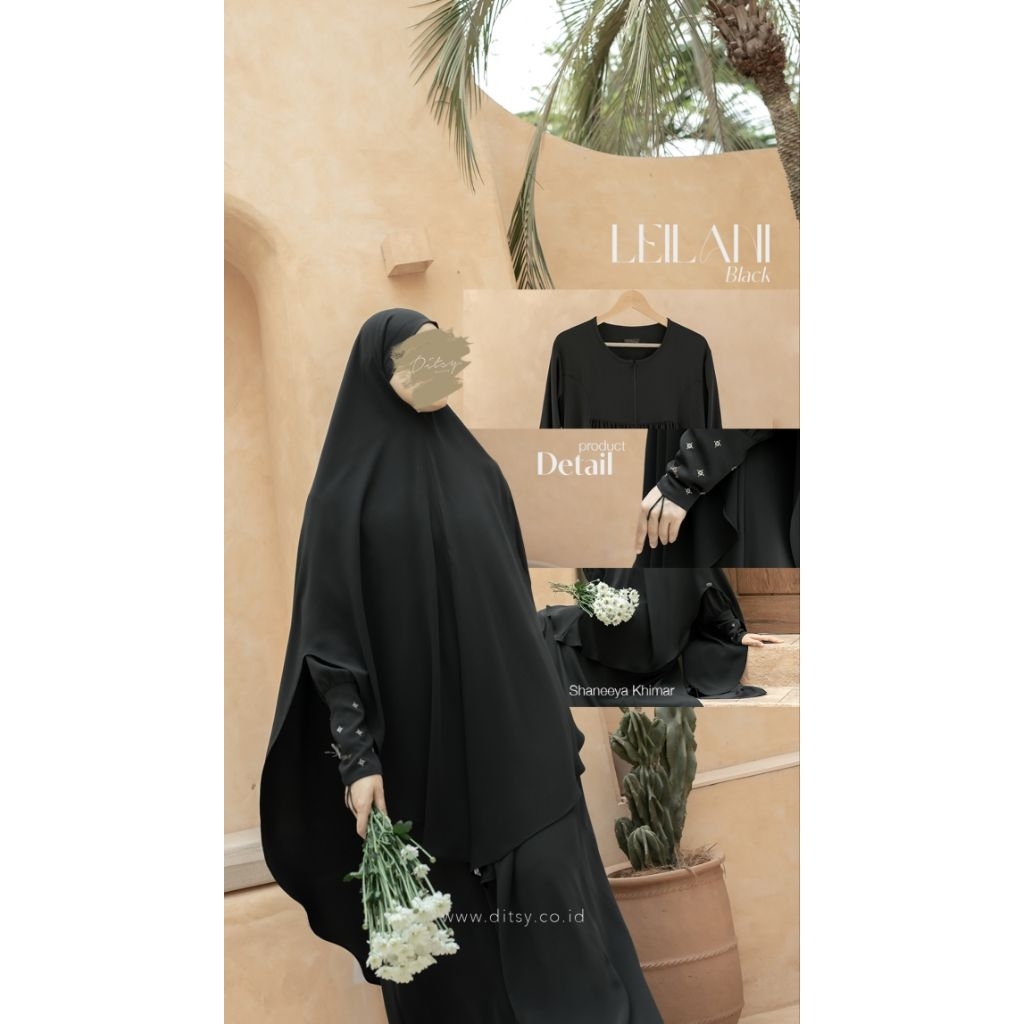 DITSY MOSLEM -HAALA BLACK MINA LONG SHANEEYA MAIRA BLACK DITSY DESEMBER