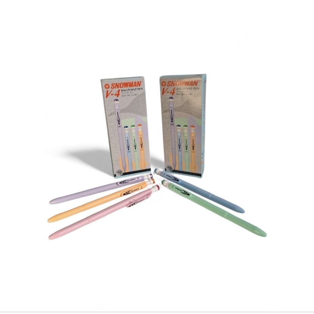 PULPEN SNOWMAN WARNA HITAM V-4 0.6mm ( 1KOTAK ISI 12 )