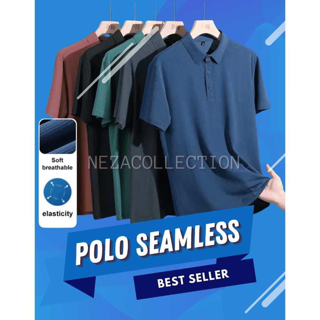 kaos kerah polo pria dry fit seamless original ice silk tanpa jahitan  Kaos Kerah Pria olah raga run