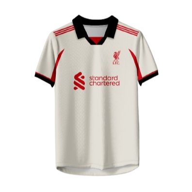 Jersey Liverpool Classic Cream Edition - Kaos Putih Tulang Aksen Merah Standard Chartered BENGHAR.ID