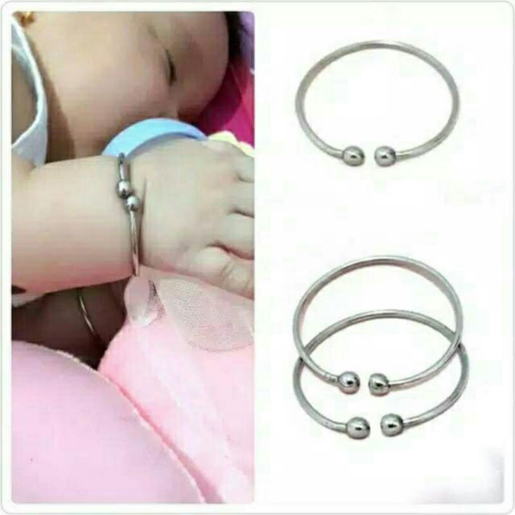 gelang bayi besi putih asli