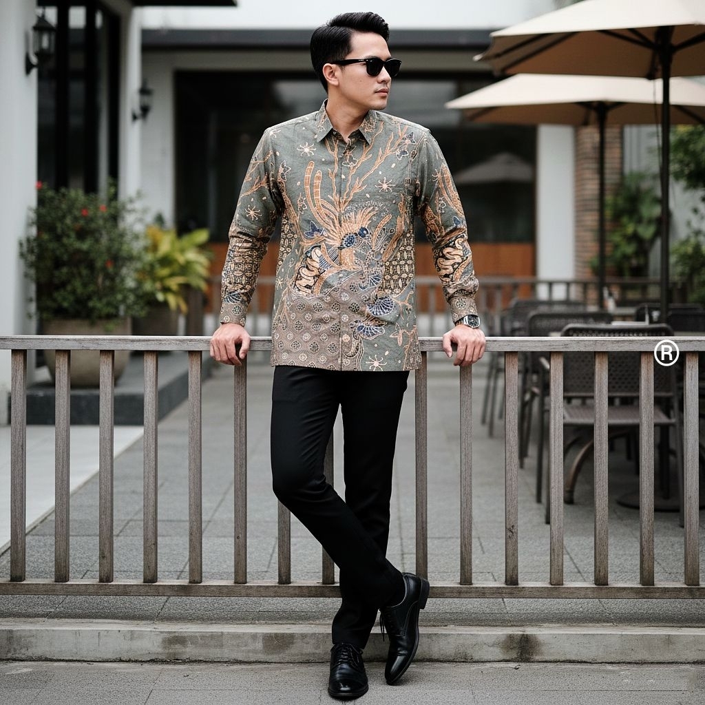 kemeja batik pria bahan dobby