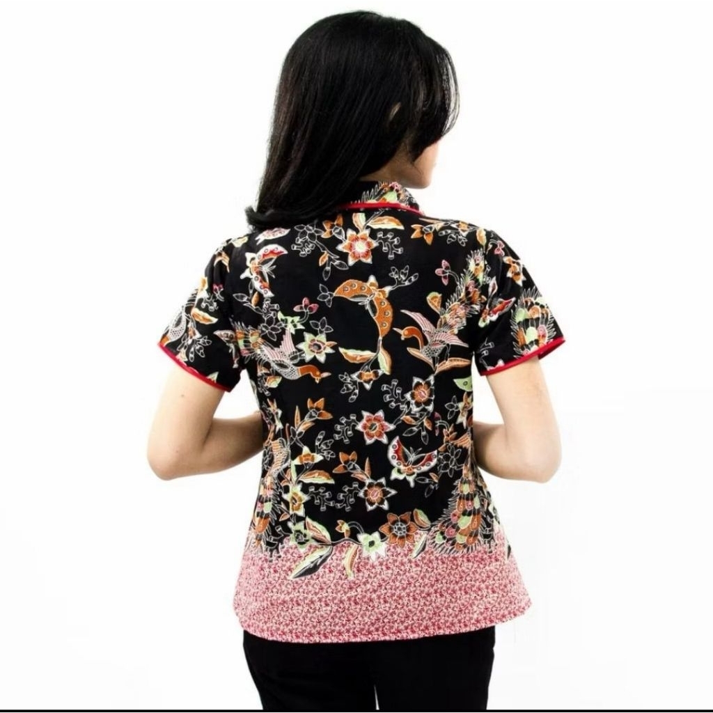 Kemeja Batik Mid Size / Kemeja Batik Jumbo / Kemeja Wanita Lengan Pendek / Kemeja Kerja / Baju Kerja
