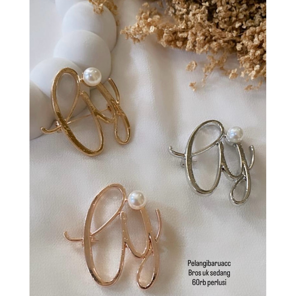 Bros Elegan Simple Mutiara | Bros Hijab Bros Bahu | Bros ukuran sedang